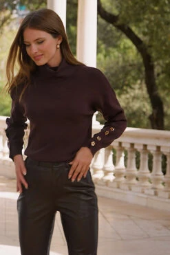 Chocolate Brown Roll Neck Cuff Detail Jumper 11 Chocolate Brown Roll Neck Cuff Detail Jumper -Sosandar Fashion Store 7ecb7fb46d6600779d713bf2502a6ccc76601479