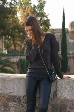 Black Metallic Sparkle Knit V Neck Jumper 13 Black Metallic Sparkle Knit V Neck Jumper -Sosandar Fashion Store 7f9c0594f7571ad482736bef29877cc426a36713