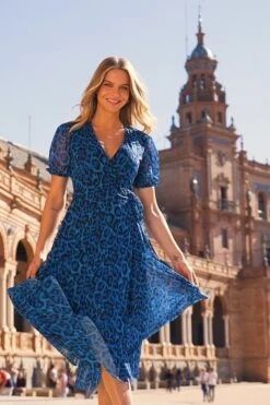 Cobalt Blue Animal Print Mesh Wrap Jersey Dress 13 Cobalt Blue Animal Print Mesh Wrap Jersey Dress -Sosandar Fashion Store 84f5007a2728facf1f82e634cb55c338af6b5f97