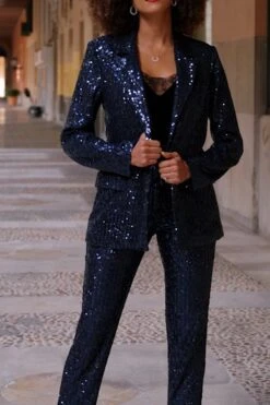 Dark Sapphire Blue Sequin Tapered Trousers 13 Dark Sapphire Blue Sequin Tapered Trousers -Sosandar Fashion Store 86f02c92a413f2145f0df1268f888ff28100fa1b