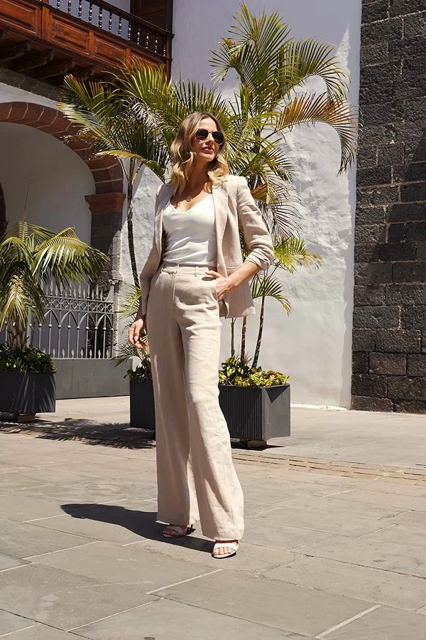 Natural Ruched Sleeve Linen Blazer 9 Natural Ruched Sleeve Linen Blazer - Image 7