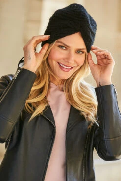 Black Knitted Turban Hat