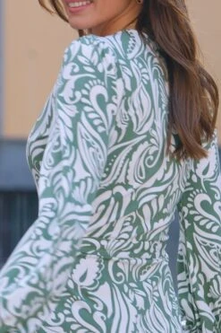 Sage Green Paisley Print Faux Wrap Dress -Sosandar Fashion Store 89eebd4a838ef0f4c93cb88d6c66ecbc87b70a1d