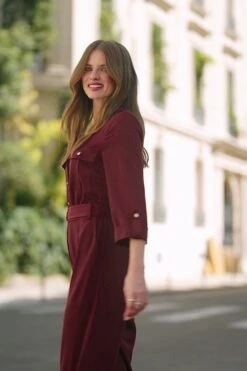 Burgundy Utility Pocket Belted Jumpsuit -Sosandar Fashion Store 8e210cb26963e8cbde50150047516abf0755934a