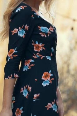 Black Floral Print Sweetheart Neck Dress -Sosandar Fashion Store 8fe722c22f54a5dd4a48b4b31670f37ff31e8991