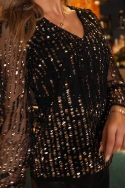 Black & Gold Luxe Embellished Blouse -Sosandar Fashion Store 902d0e3698e721cbed647d7a870ba97d81bc902d