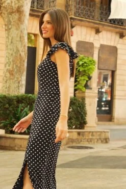 Black & White Spot Print Square Neck Ruffle Sleeve Midi Dress 9 Black & White Spot Print Square Neck Ruffle Sleeve Midi Dress -Sosandar Fashion Store 91d6555340c865f638d0e666e0cfcc44e0ed1728