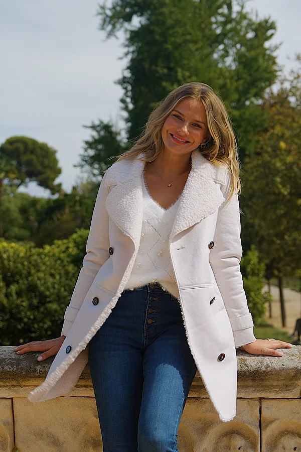 Ecru Luxe Faux Shearling Double Breasted Coat 11 Ecru Luxe Faux Shearling Double Breasted Coat - Image 9