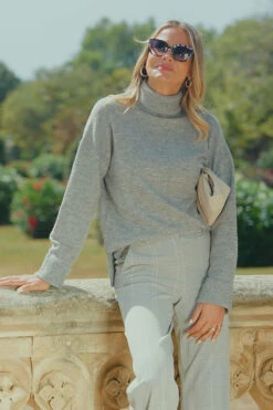 Grey Marl Folded Cuff Jumper 19 Grey Marl Folded Cuff Jumper -Sosandar Fashion Store 9b1b21e4001cb480ad52ad370901019a5d2be0ed