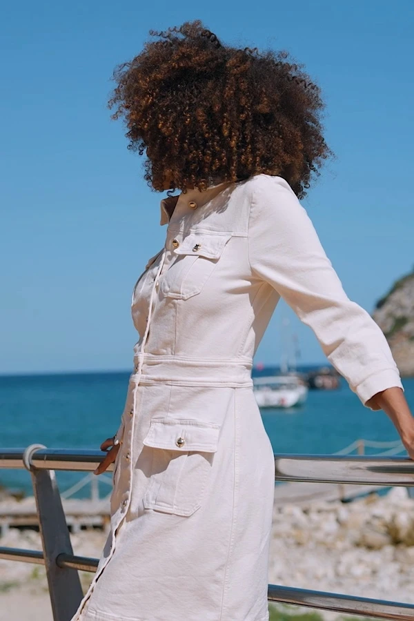 Ecru Pocket Detail Denim Dress 7 Ecru Pocket Detail Denim Dress - Image 5