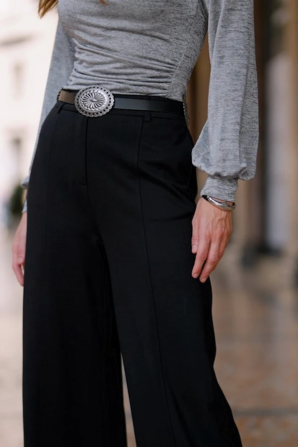 Black Ponte Wide Leg Pintuck Trousers 8 Black Ponte Wide Leg Pintuck Trousers - Image 6