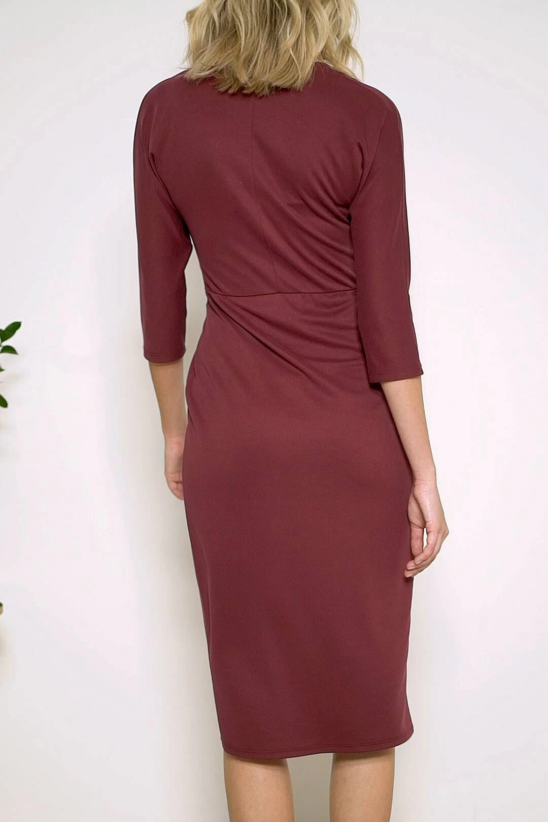 Burgundy Twist Front Soft Jersey Dress 8 Burgundy Twist Front Soft Jersey Dress - Image 6