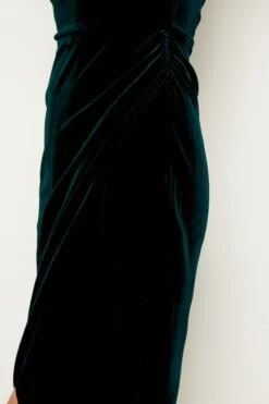 Dark Green Velvet Faux Wrap Bandeau Dress 11 Dark Green Velvet Faux Wrap Bandeau Dress -Sosandar Fashion Store a19dv005 1820