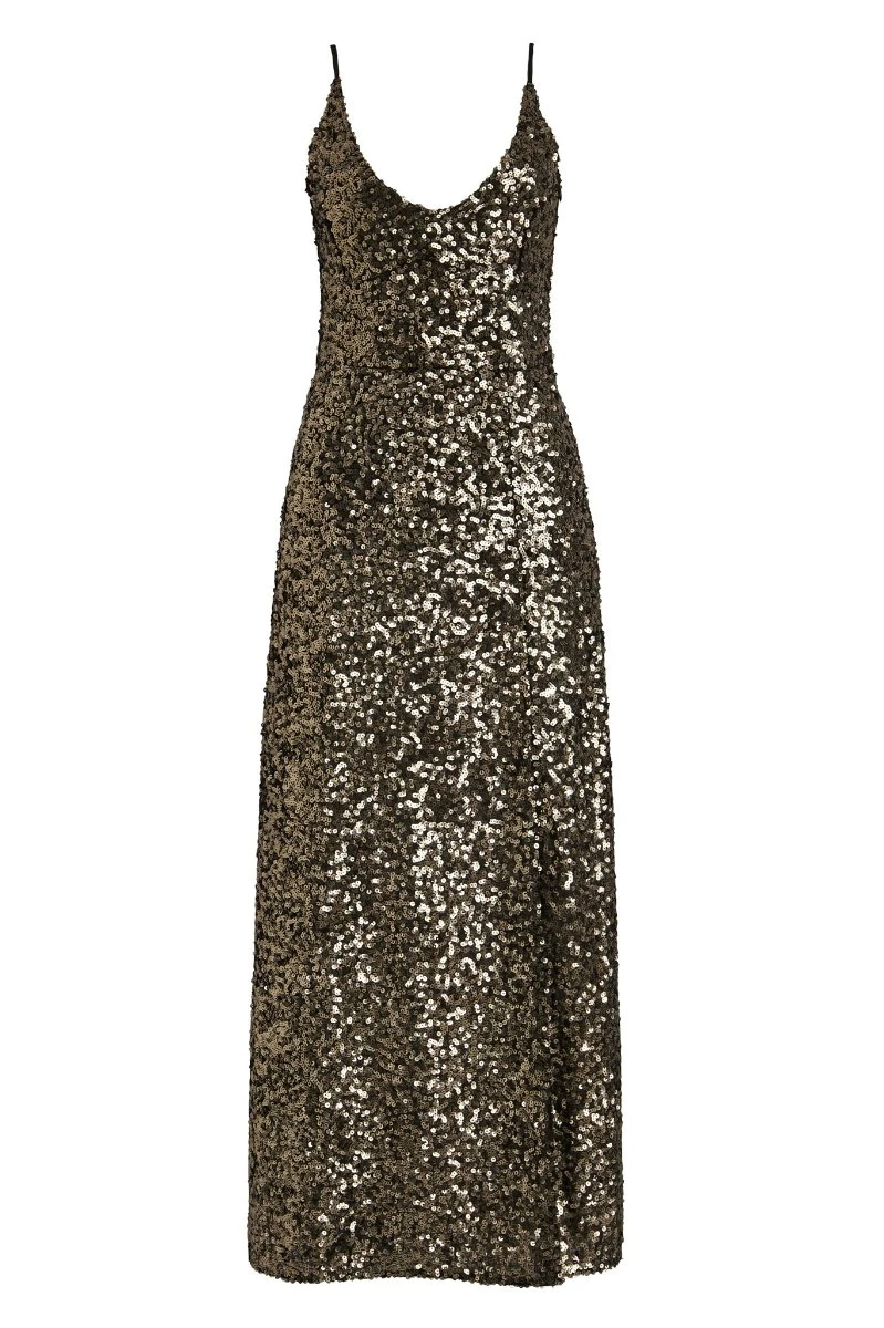 Gold Sequin Split Detail Maxi Dress 7 Gold Sequin Split Detail Maxi Dress - Image 5