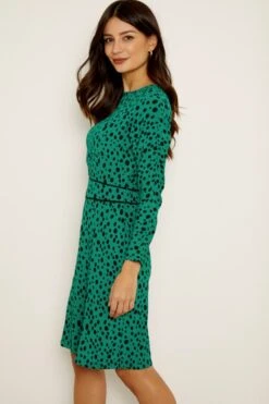 Green Spot Print Waist Detail Dress 10 Green Spot Print Waist Detail Dress -Sosandar Fashion Store a19dw086 9