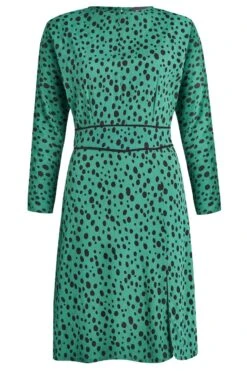 Green Spot Print Waist Detail Dress 12 Green Spot Print Waist Detail Dress -Sosandar Fashion Store a19dw086mi0001