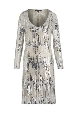 Silver Scattered Sequin V Neck Dress 11 Silver Scattered Sequin V Neck Dress -Sosandar Fashion Store a19dw141mc0018 box
