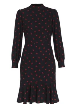 Black & Red Spot Print Fit & Flare Dress -Sosandar Fashion Store a19dw156mi0001 box