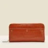 Tan Croc Leather Purse With Coin Pouch -Sosandar Fashion Store a21ac088bn0004