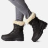 Sorel Black Leather Shearling Collar Hiker Boot -Sosandar Fashion Store a21fw009bk0001