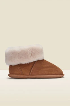 Just Sheepskin Tan Suede Slipper Booties -Sosandar Fashion Store a21fw035bn0004