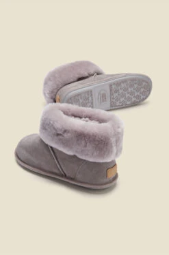 Just Sheepskin Light Grey Suede Slipper Booties -Sosandar Fashion Store a21fw036gy0003 2