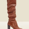 Sienna Tan Leather Slouch Knee High Boot 1 Sienna Tan Leather Slouch Knee High Boot -Sosandar Fashion Store a21fw051bn0004
