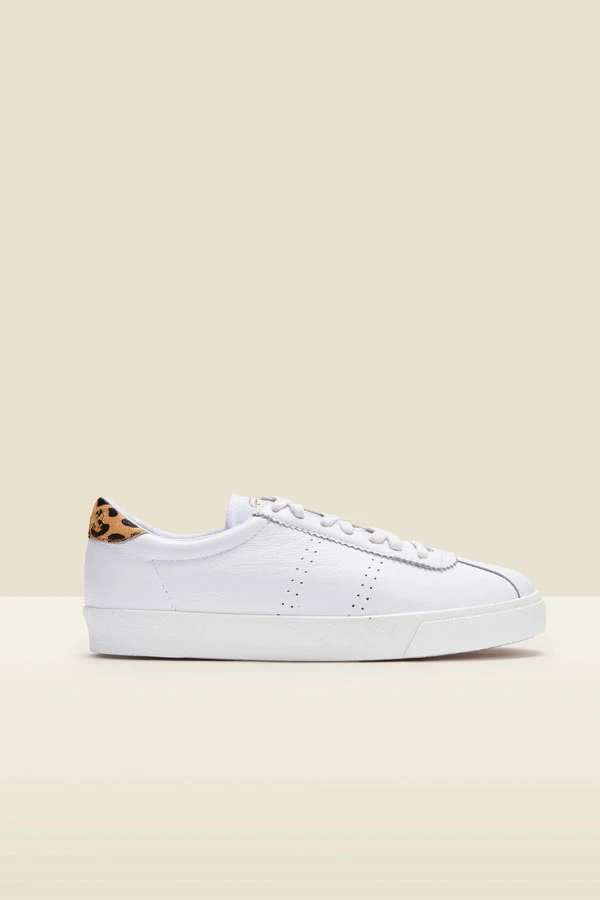 White Superga 2843 Leopard Print Panel Trainers 4 White Superga 2843 Leopard Print Panel Trainers - Image 2