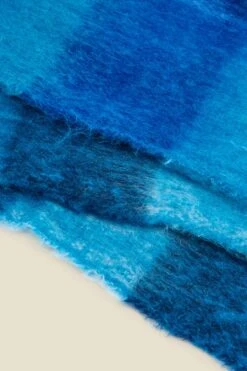 Blue Check Print Chunky Knit Scarf -Sosandar Fashion Store a22ac051be0027 c