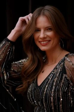 Black Dazzling Embellished Jumpsuit -Sosandar Fashion Store a98d45ea0efa76a80c5bc7627b6dc25ee0a88107