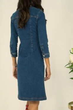 Indigo V Neck Button Front Denim Dress 13 Indigo V Neck Button Front Denim Dress -Sosandar Fashion Store aae9d02e5c016b699d4dbafab9ae13893baddf31