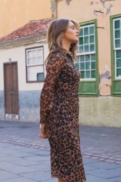 Leopard Print Mesh Shirt Jersey Dress -Sosandar Fashion Store af0cb2b7a3de3819a10af614378a8a35d5b21c22