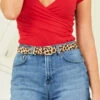 Leopard Pony Waist Belt With Gold Square Buckle -Sosandar Fashion Store aw19as12mi0001 2