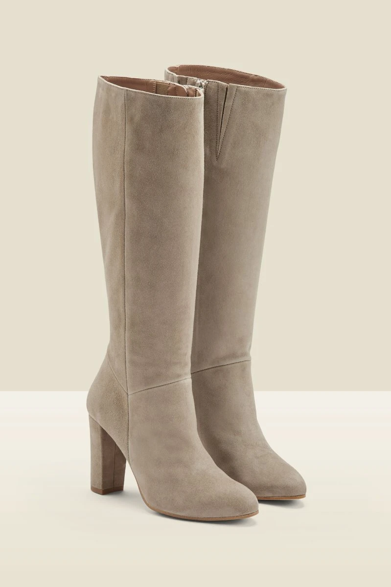 Blake Taupe Suede Zip Knee High Boot 3 Blake Taupe Suede Zip Knee High Boot