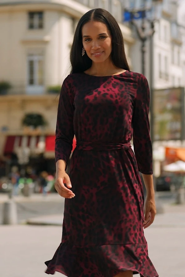 Burgundy Animal Print Fit & Flare Dress 7 Burgundy Animal Print Fit & Flare Dress - Image 5