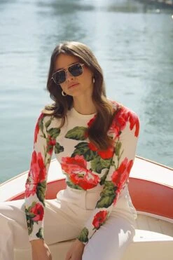 Cream & Pink Floral Print Jumper With Gold Buttons -Sosandar Fashion Store b4a8ef9e3ade010b6dc95bcdabf57039cc2afb52