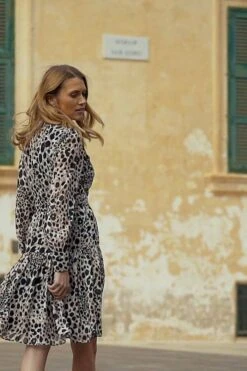 Leopard Print Belted Fit & Flare Ruffle Hem Dress -Sosandar Fashion Store b748bb94e1cf4374e61003b875eeb66e0e9387eb