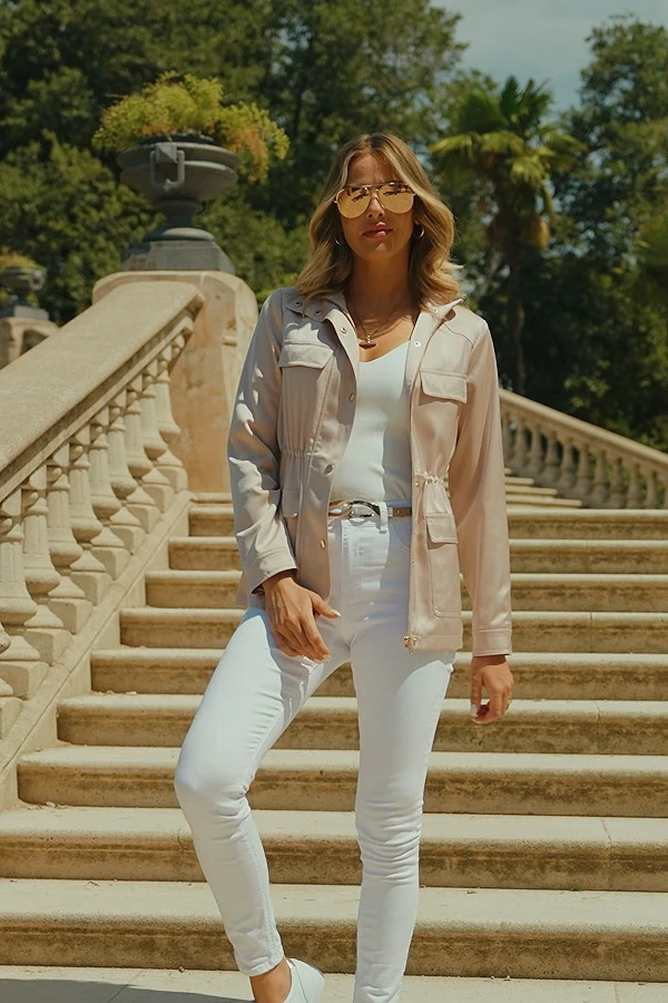 Champagne Gold Satin Utility Jacket 9 Champagne Gold Satin Utility Jacket - Image 7