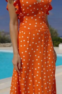 Orange Spot Print Ruffle Detail Maxi Dress 15 Orange Spot Print Ruffle Detail Maxi Dress -Sosandar Fashion Store bfbaa887ef3072620ca9d931e2168fb7f4fa3e3d 1