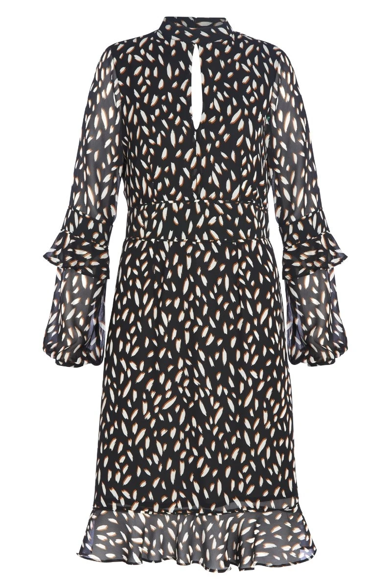 Black Fleck Print Fit & Flare Ruffle Dress 7 Black Fleck Print Fit & Flare Ruffle Dress - Image 5