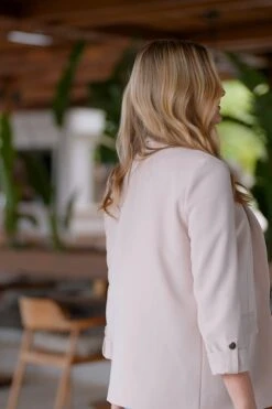 Pastel Beige Roll Sleeve Blazer -Sosandar Fashion Store c179b58a05091c089c1936728312b2c44d16d80a