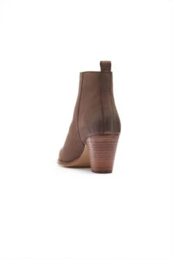 April Taupe Leather Zip Heeled Ankle Boot -Sosandar Fashion Store c8bd9bd1c809cd2f198c9463f93d91f9aac70d95 2