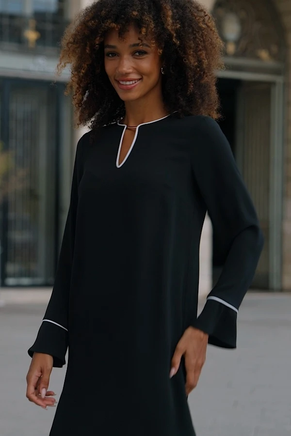 Black & White Contrast Trim Shift Dress 9 Black & White Contrast Trim Shift Dress - Image 7