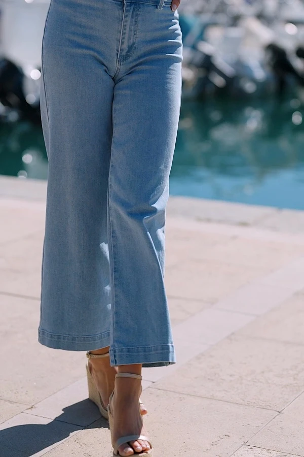 Mid Blue Wide Leg Cropped Jeans 6 Mid Blue Wide Leg Cropped Jeans - Image 4