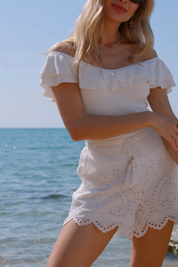 Ivory Bardot Fine Knit Top 7 Ivory Bardot Fine Knit Top - Image 5