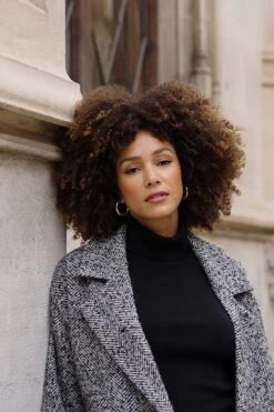 Grey & Black Herringbone Wool Mix Longline Coat -Sosandar Fashion Store d2912a5fafcc4b3b16cfa42e9caac1a9c8a7c422