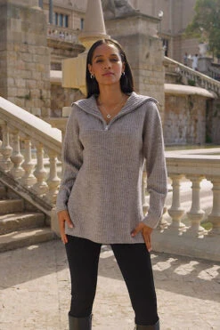 Natural Rib Knit Half Zip Longline Jumper 13 Natural Rib Knit Half Zip Longline Jumper -Sosandar Fashion Store d74a5052c0000b9fb3c0458ca08340690b593dcd