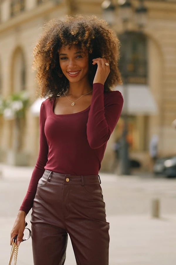 Burgundy Scoop Neck Top With Gold Buttons 8 Burgundy Scoop Neck Top With Gold Buttons - Image 6