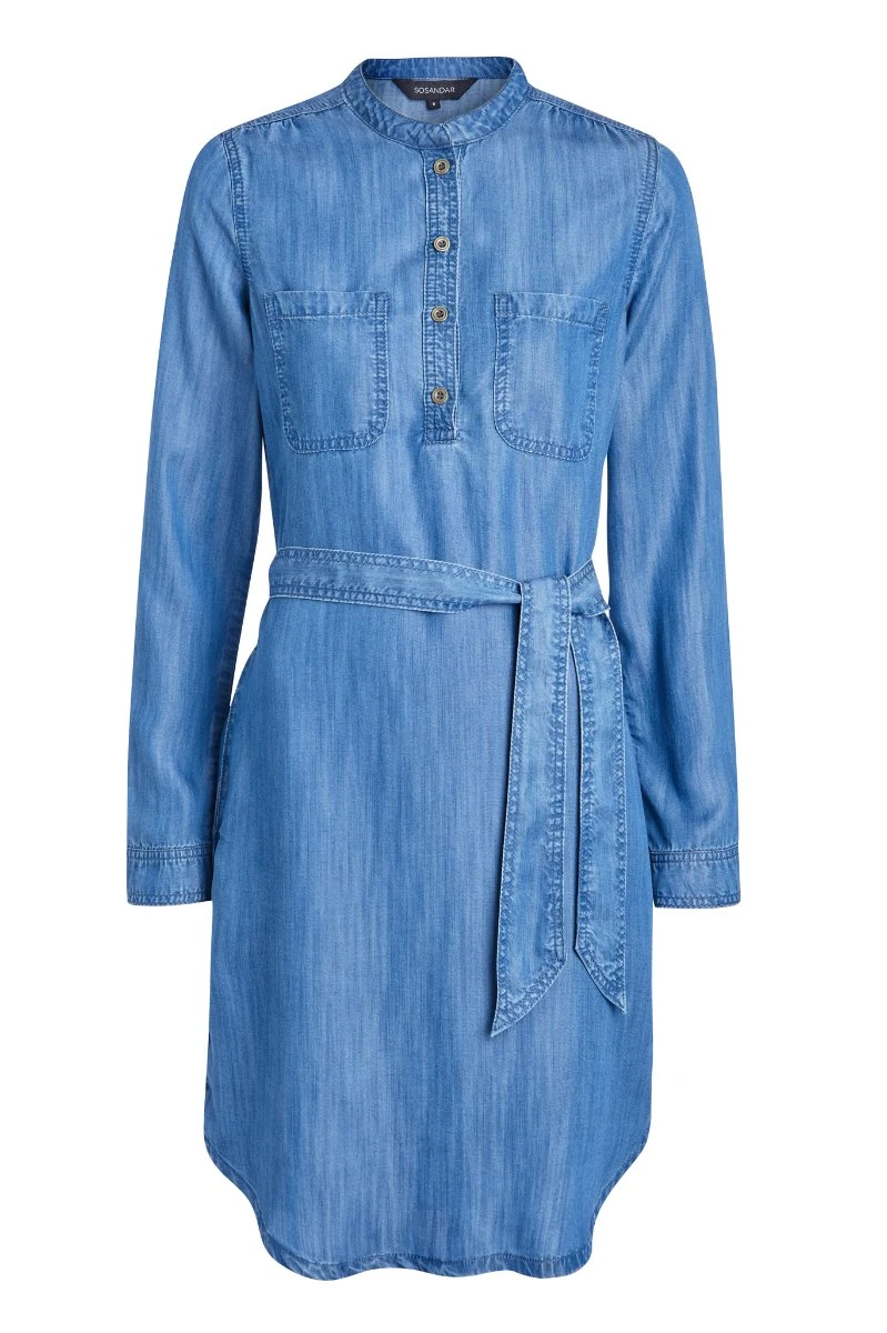 Blue Chambray Denim Belted Dress 9 Blue Chambray Denim Belted Dress - Image 7