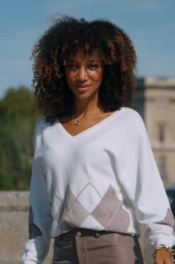 Ivory & Taupe Argyle Jumper 15 Ivory & Taupe Argyle Jumper -Sosandar Fashion Store e0a6edc48375dcbe54b6081696494a4495a66438